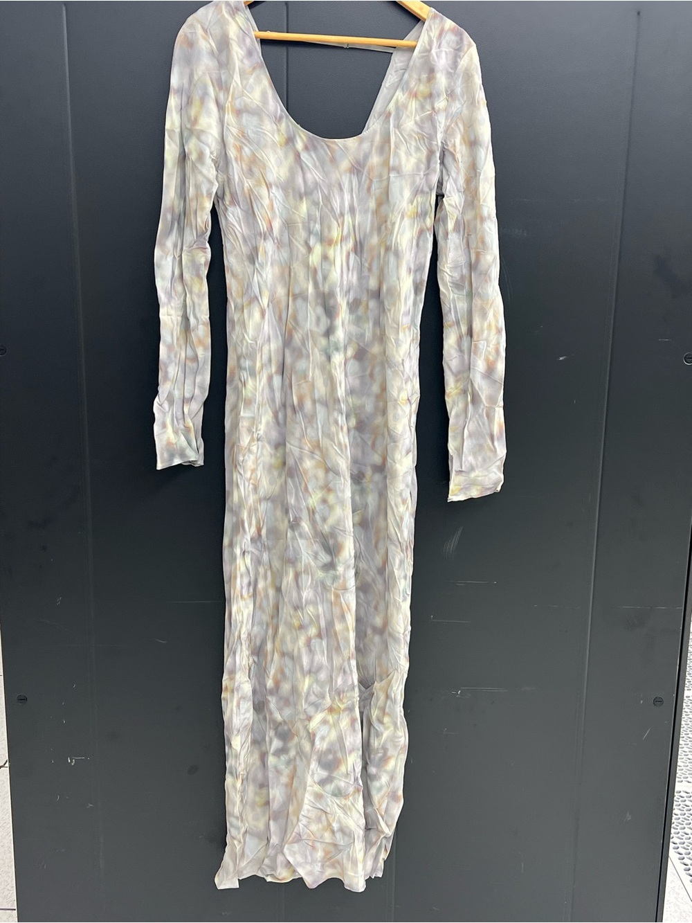 Calvin Klein Pastel Multi Long-Sleeve Scoop-Neck Maxi Dress